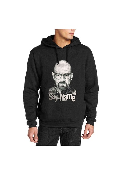 Breaking Bad Say My Name Baskılı Siyah Erkek Kapşonlu Sweatshirt (531048376)