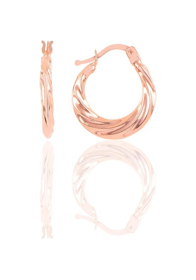 Gümüş Dalgalı Şarnel Küpe Barcode Gold - Rose Gold - Rodyum