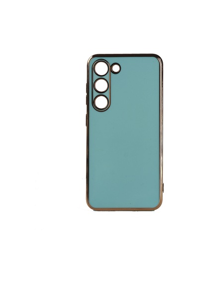 Forzacase Samsung Galaxy S23 Uyumlu Luxury Serisi Altın Çerçeveli Silikon Kılıf Mavi
