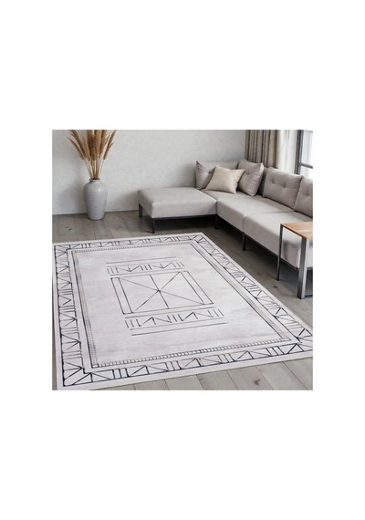 Modern Geometrik Krem Kilim Kaymaz Taban,yıkanabilir,iskandinav Salon&oturma Odası Kilimi Krem Krem