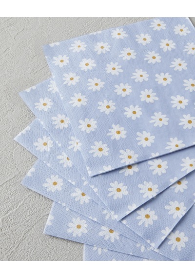 English Home Spring Daisies Kağıt 20'li Kağıt Peçete 33x33 Cm Mavi