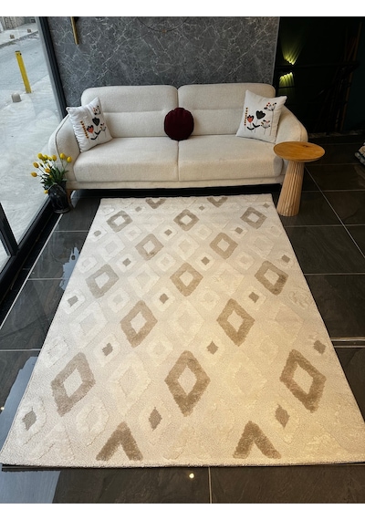 West Halı Salon, Oturma, Yatak Odası Halısı Desen Kodu 68359-060 Krem-kahverengi