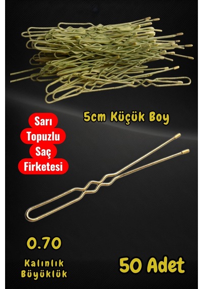 Technow Sarı 5 Cm Küçük Topuzlu Saç Firketesi Toka 0.70 Siyah 50 Adet Sarı