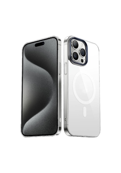 Apple Uyumlu iPhone 15 Pro Max Kılıf Wireless Şarj Özellikli Şeffaf G-glass Kılıf