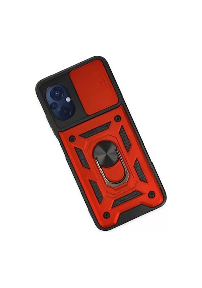 Newface Xiaomi Poco M5 Kılıf Pars Lens Yüzüklü Silikon - Kırmızı