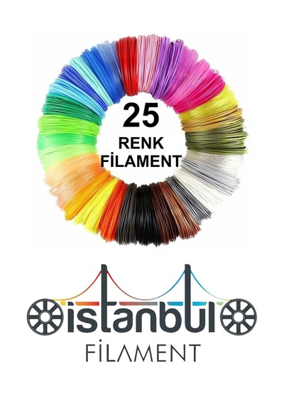 İstanbul Filament Pla 3d Kalem Yazıcı İçin 25 Renk 25x4 Metre 100 Metre Pla Filament 1.75mm