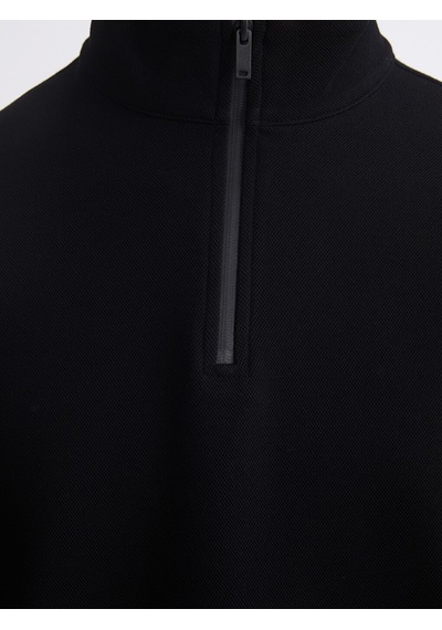 Lcw Vision Siyah Fermuarlı Dik Yaka Erkek Kalın Sweatshirt