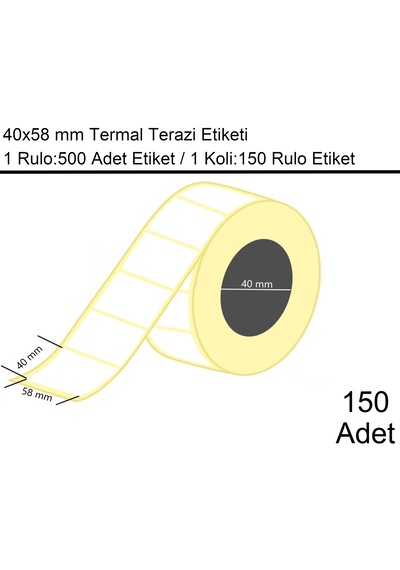 40x58 Mm Termal Terazi Etiketi 500'lü Sarım 150 Rulo Etiket 150
