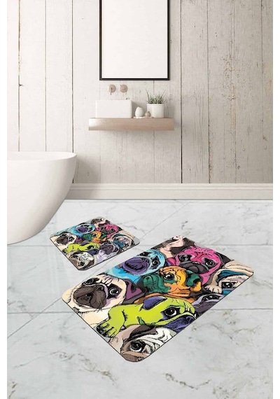 Renkli Hayvan Temalı Banyo Halısı Klozet Paspas Seti Bs274n11 Çok Renkli