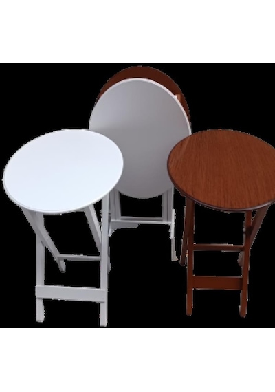 1448bng90134çanta Zigon Sehpa Oval Dörtlü Model Ahşap Mdf Beyaz Ve Ceviz Renk Uyum El Yapım
