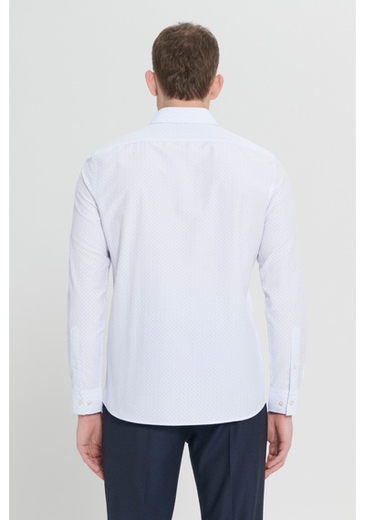 AC&Co / Altınyıldız Classics Erkek Beyaz Mavı Slim Fit Dar Kesim Klasik Yaka Pamuklu Armürlü Gömlek Beyaz Mavı AC&Co / Altınyıldız Classics Erkek Beyaz Mavı Slim Fit Dar Kesim Klasik Yaka Pamuklu Armürlü Gömlek Beyaz Mavı