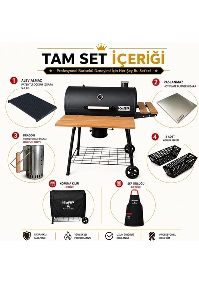 Karp 75cm Tam Set Bbq Mangal Termometre Dahil, Yan Ahşap Tablalar, Alt Depolama Rafı, Tekerlekli Taşınabilir, Kömürlü Barbekü Diğer Karp 75cm Tam Set Bbq Mangal Termometre Dahil, Yan Ahşap Tablalar, Alt Depolama Rafı, Tekerlekli Taşınabilir, Kömürlü Barbekü Diğer
