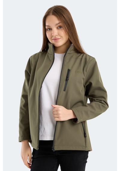 Slazenger Hıp Style Kadın Dik Yaka Fermuarlı Haki Mont & Kaban Haki