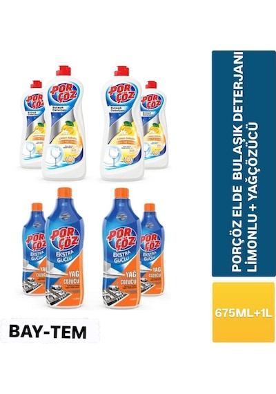 4 Adet 675 Ml Elde Bulaşık Deterjanı Limon + 4 Adet 1000 Ml Ekstra Güçlü Yağ Çözücü