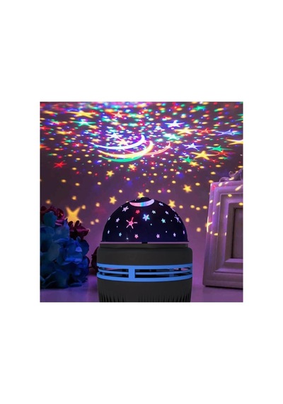 Işık Kasabası 2 Yıldız Yansımalı Rgb Projeksiyon Sihirli Küre Ve Astronot Hem Masa Hem Gece Lambası Siyah 20 X 10