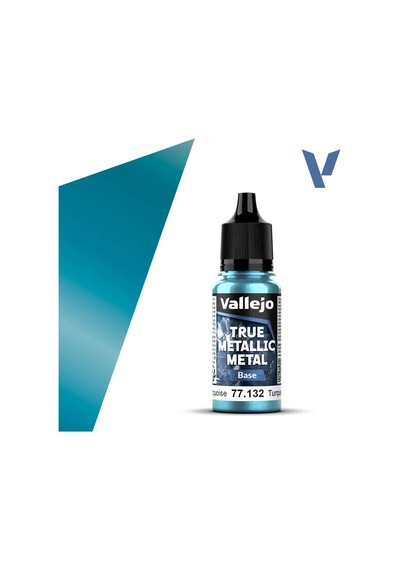 Vallejo 77132, 18 Ml. Hydra Turquoise Base True Metallic Metal Maket Boyası Standart