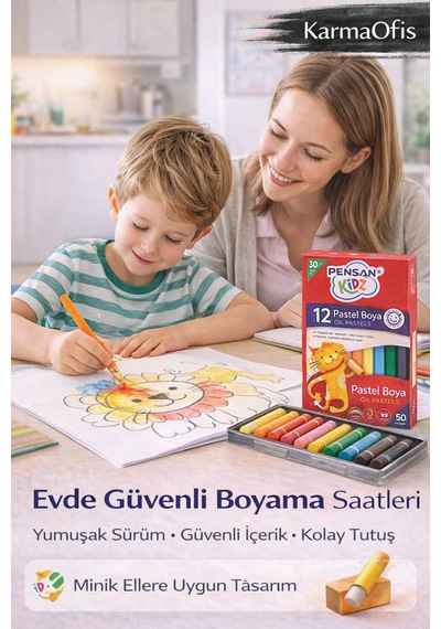 Pastel Boya 12 Li 12 Canlı Renk, Yumuşak Sürüm, Anaokulu Ve Ev İçin Güvenli Yağlı Pastel Boya Beyaz