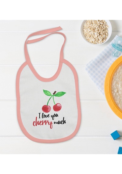 Bk Kids Cherry Tasarımlı Pembe Bebek Mama Önlüğü Pembe