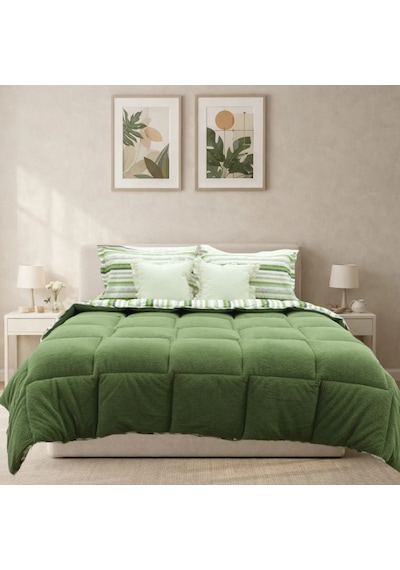 Sherpa Comforter Çift Kişilik Uyku Seti - Yeşil