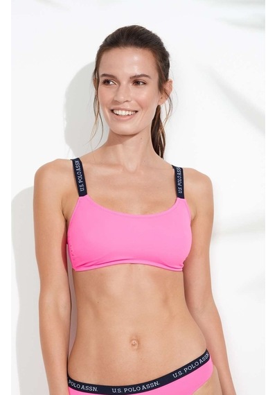U.S. Polo Assn. Kadın Pembe İnce Askılı Bikini Üst 21502