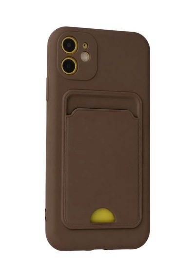 Newface Apple Uyumlu iPhone 11 Kılıf Kelvin Kartvizitli Silikon - Kahverengi