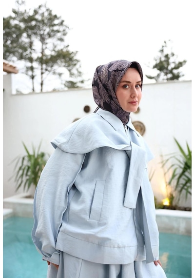 Silk Home Twill İpek Eşarp - 11468-32 Lacivert Mor