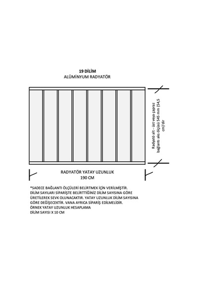Alüminyum Panel Radyatör Ekol 600x1900 Ral 9010 Beyaz