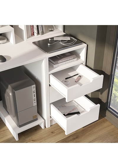 Mode Kitaplıklı Çalışma Masası , Bilgisayar Masası, Çekmeceli Çalışma Masası, Çalışma Ofis Masası Mat Beyaz Mode Kitaplıklı Çalışma Masası , Bilgisayar Masası, Çekmeceli Çalışma Masası, Çalışma Ofis Masası Mat Beyaz