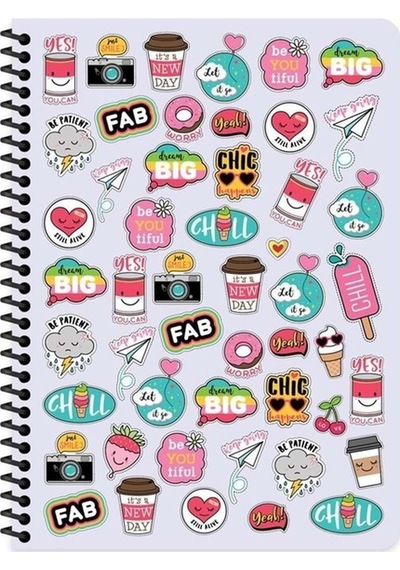 A4 80 Yaprak 3 Kareli+1 Çizgili Plastik Kapaklı Spiralli Sweet Fun Defter 4 Adet
