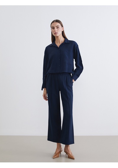 Lcwaıkıkı Classic Lacivert Oversize Kadın Gömlek
