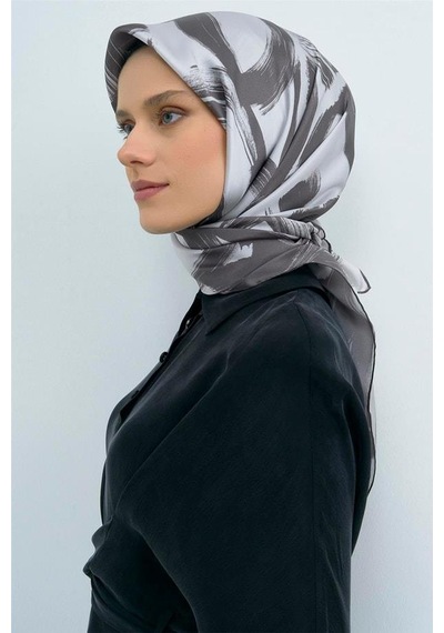 Armine İpek Eşarp 2026 Yaz - 9555-03 Gri Twill