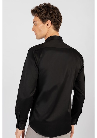 Tudors Modern Slim Fit Dar Kesim Düz Erkek Gömlek-23902 Siyah