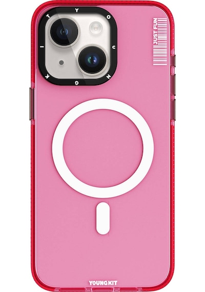 Apple Uyumlu  iPhone 15 Plus Kılıf Magsafe Şarj Özellikli Youngkit Crystal Color Serisi Kapak Pembe