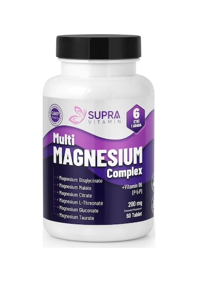 Multi Magnezyum Complex 60 Tablet- Klinik Onaylı Patentli Magnezyum Albion Traacs & Magnesia , Bisglisinat + Sitrat