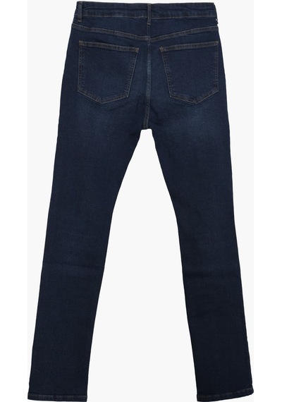 Blue White Erkek Yırtık Detay Likralı Skinny Fit Koyu Mavi Jean Pantolon 30