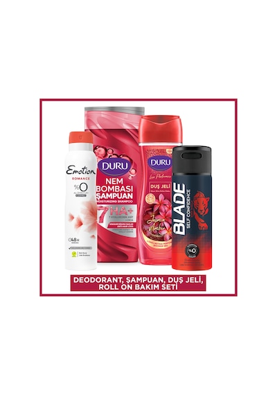 Duru Nem Bombası Dökülme Karşıtı Şampuan, Duş Jeli & Emotion Kadın - Erkek Deodorant Dökülen
