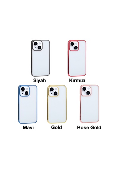 Apple Uyumlu iPhone 13 6.1Inç Lazer Kaplama Renkli Kenar Seffaf Kilif 514281123