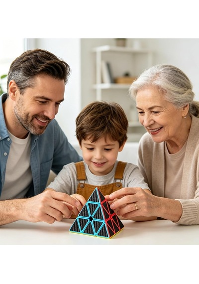 3x3 Piramit Hız Küp Karbon Fiber Etiket Bulmaca Küp 3x3x3 Hız Küp Üçgen Sihirli Küp Bulmaca Oyuncak Sihirli Küp Bulmacalar