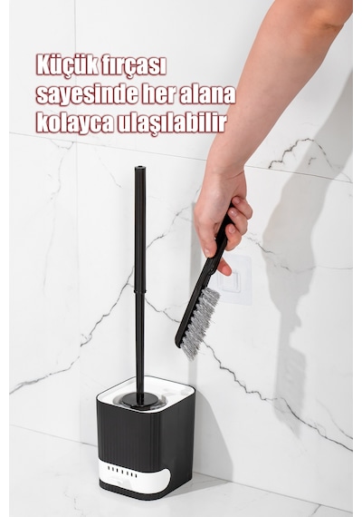 Porsima 2038 Pratik Tuvalet Fırçalığı Banyo Tuvalet Fırçası Siyah