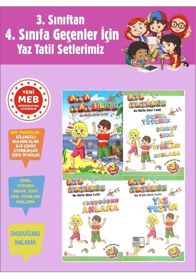3.sınıftan 4.sınıfa Geçenler İçin Ata Tatilde Seti 4 Kitap