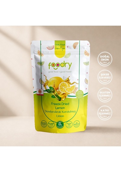 Foodry Dondurularak Kurutulmuş Limon Freeze Dry Lemon Katkısız Çıtır Meyve Atıştırmalığı 17 G