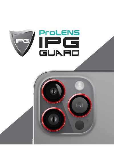 Apple Uyumlu iPhone 14 Pro / Pro Max İçin Ipg Kamera Lens Koruyucu - Kırmızı