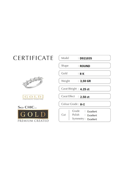 Beyaz Altın Sertifikalı Premium Created Taşlı Beştaş Yüzük