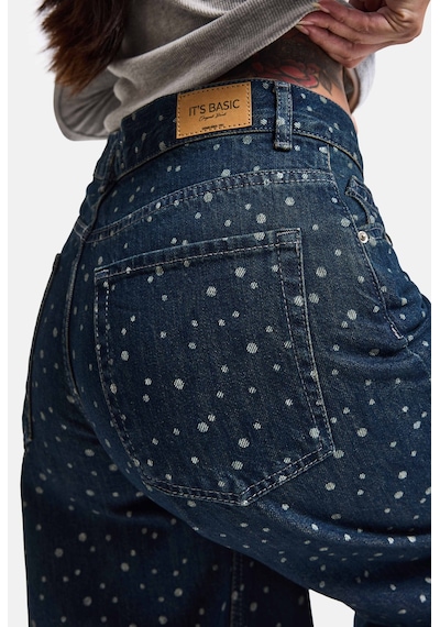 Kadın Koyu Mavi Puantiye P-1w6-11 Palazzo Fit Özel Tsarım Denim Jean