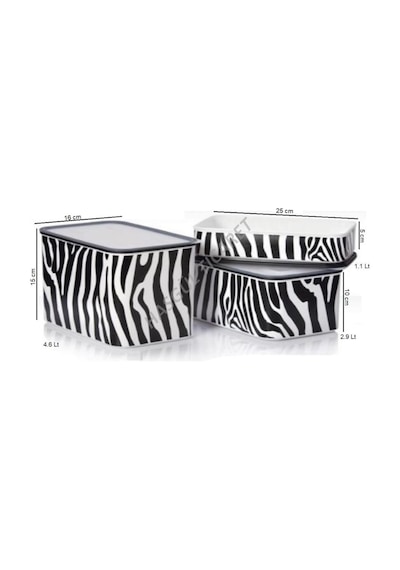 Tupperware Su Zebra 3'Lü Set Sıkı Kapaklı Saklama Kabı Hsgl Çok Renkli