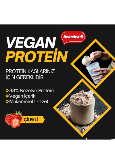 Sweetwell Çilek Aromalı Vegan Bezelye Proteini Tozu 400 G