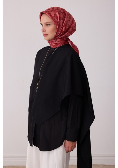 Belli Etnik Desen %100 Twill İpek Eşarp Be22 Bordo