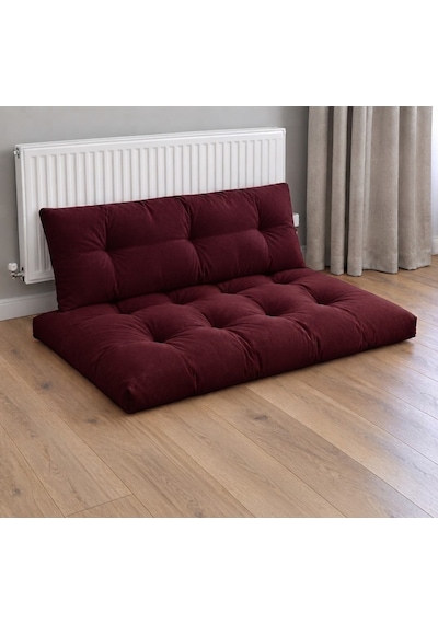 Kadife Döşemelik Kumaştan El Emeği Alt Üst Takım Petek Önü Minder 100x65cm Bordo