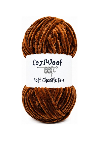 Kadife İp Soft Chenille Fine 5'li Paket 5x100 Gr 160 Mt El Örgü İpi Kahverengi - 925144855