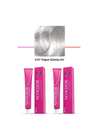 Hubrendy Tedarik 2 Li Set Premium 0.01 Yoğun Gümüş Gri - Kalıcı Krem Saç Boyası 2 X 50 G Tüp